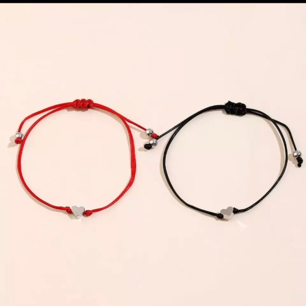 Red String Bracelet Two Heart Bracelet Single Gold Heart Red String Bracelet Single Silver Heart Red String Braclet - Image 3