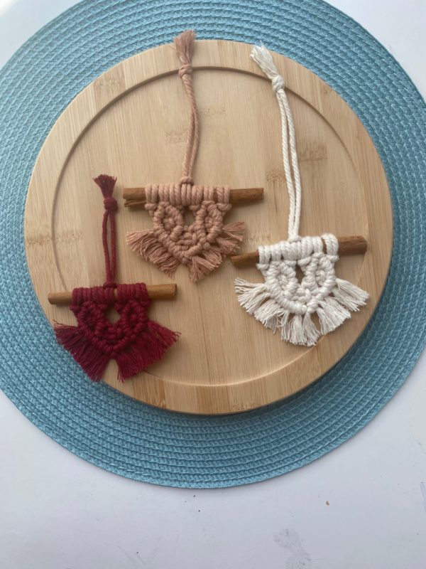 Macrame Snowflake Ornament Cinnamon Stick Macrame Ornaments ,Christmas Ornaments,Christmas Gifts Mini Macrame Wall Hanging Car Mirror Charm - Image 5