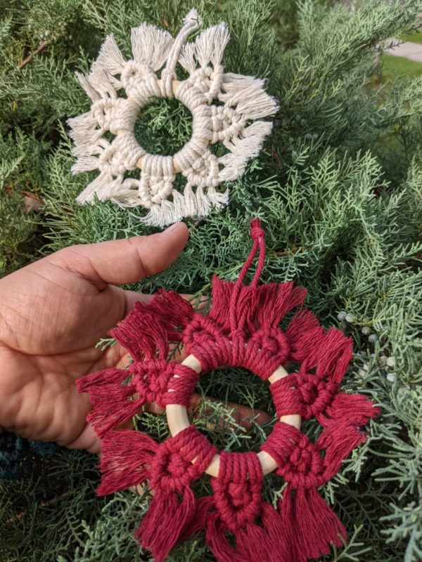 Macrame Snowflake Ornament Cinnamon Stick Macrame Ornaments ,Christmas Ornaments,Christmas Gifts Mini Macrame Wall Hanging Car Mirror Charm - Image 8