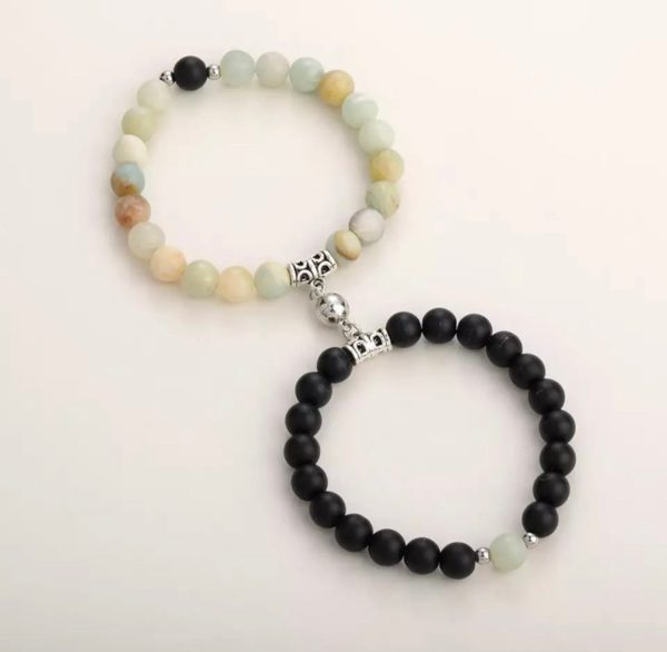 Couple Bracelets Long Distance Bracelets Black & Green Friendship, Relationship,Couples