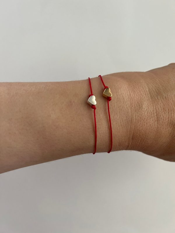 Red String Bracelet Two Heart Bracelet Single Gold Heart Red String Bracelet Single Silver Heart Red String Braclet - Image 7