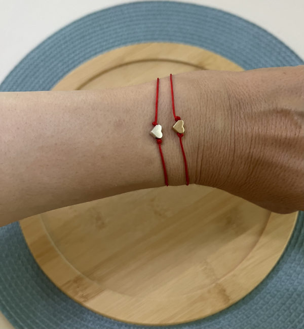 Red String Bracelet Two Heart Bracelet Single Gold Heart Red String Bracelet Single Silver Heart Red String Braclet - Image 5