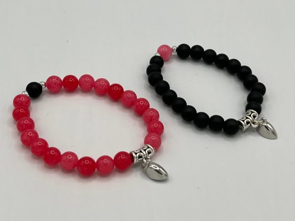 Couple Bracelets Long Distance Bracelets Black & Pink Friendship, Relationship,Couples Magnet Bracelet - Image 3